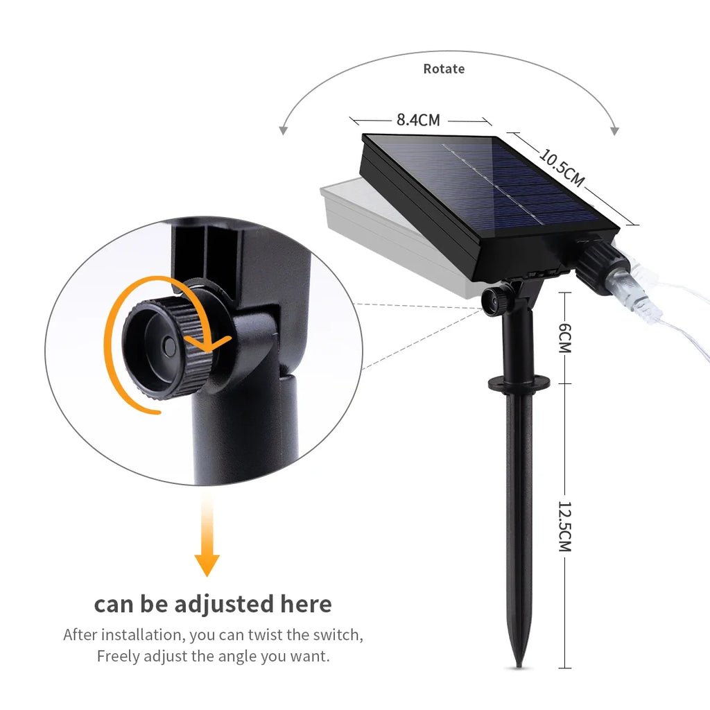 Luzes solares LED à prova d'água para exterior, cordão de luzes de fada, guirlanda de jardim, lâmpada solar de painel grande para decoração de festas