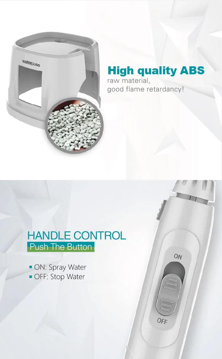 Fio dental de água + 6 pontas, massageador limpo de dentes, 20-120psi, higiene oral, irrigador dental de água, 1000ml, limpador de dentes