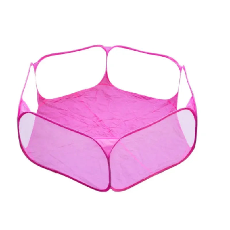 Transparente portátil pet gaiola tenda cão gato cercadinho aberto dobrável quintal cerca para hamster coelho cobaia pequena gaiola para animais de estimação