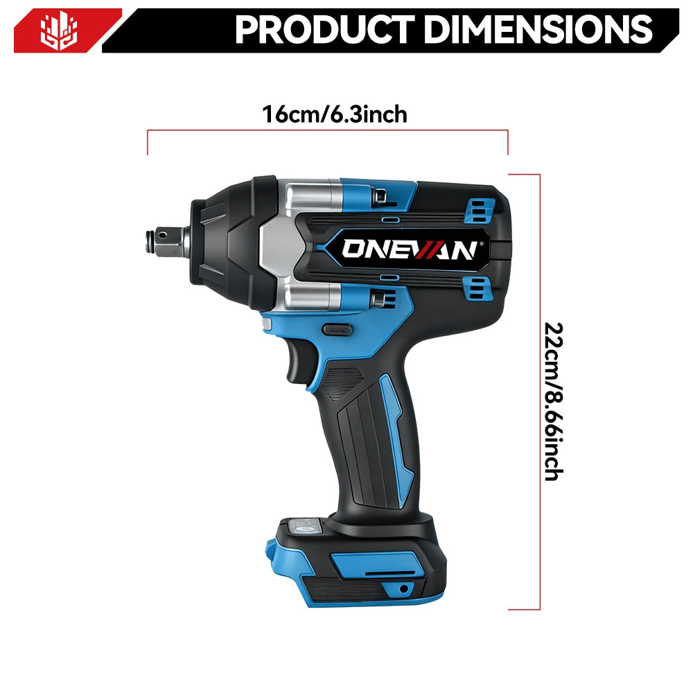 Onevan 1800n.m chave elétrica sem escova 1/2 polegada chave de impacto sem fio chave de fenda ferramenta reparo do carro para makita 18v bateria pino