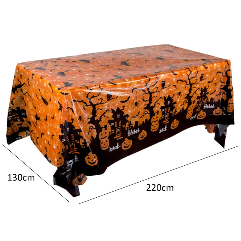 Toalha De Mesa Dobrável De Plástico Para Decoração De Halloween, Abóbora Aranha Web, Household and Party Supplies
