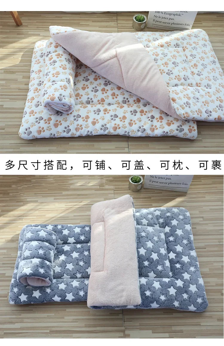 Tapete Dupla Face para Pets, Cama de Pelúcia Curta para Gatos e Cães Pequenos, Almofada Fofa para Animais de Estimação, Manta Quente para Gatinhos, Sofá-Cama para Gatos