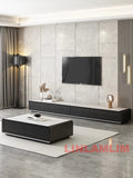 Conjunto de Móveis Modernos Brancos para Sala de Estar, Mesa de Café e Rack para TV com Armários de Armazenamento, Conjunto de Centro de Entretenimento Contemporâneo