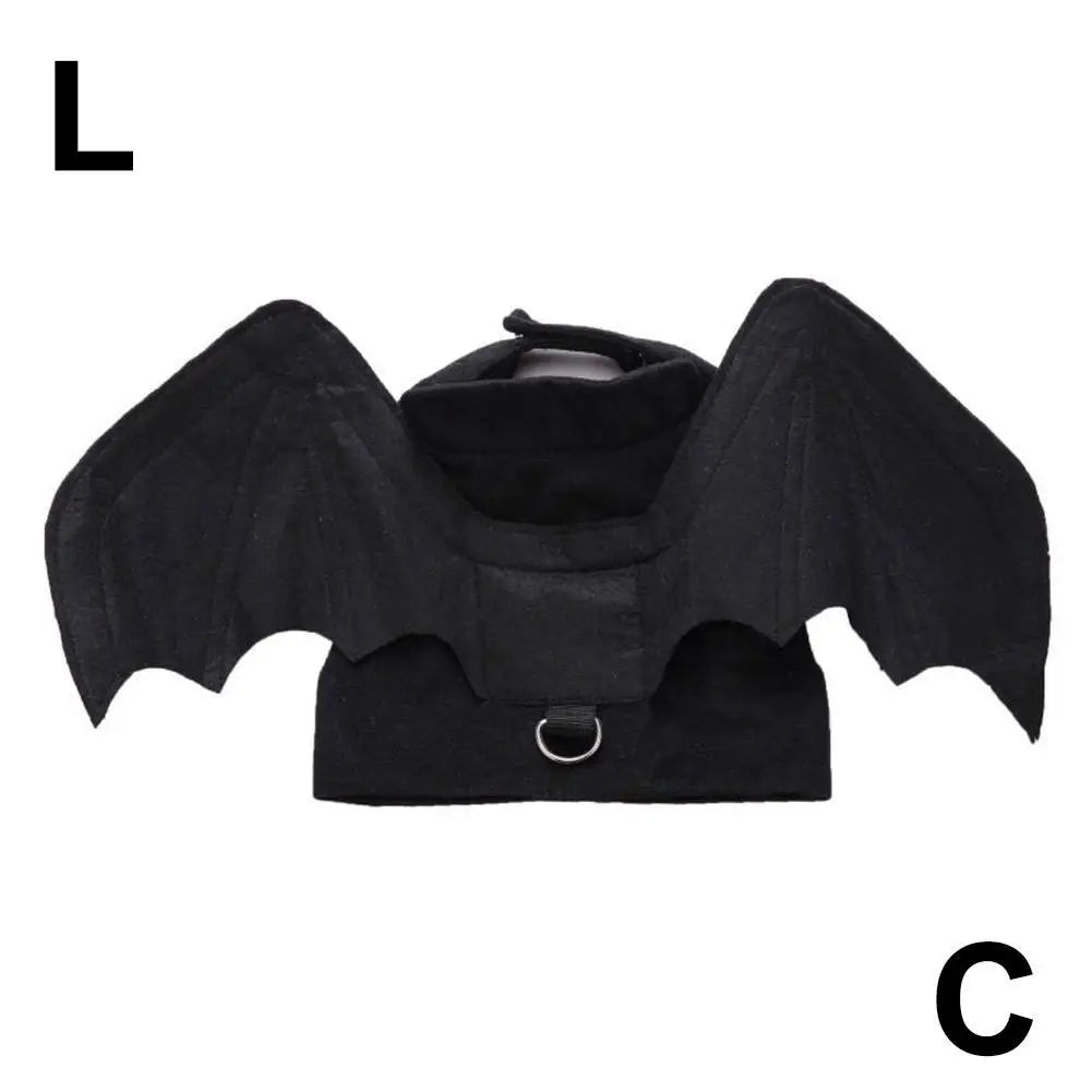 -Disfraz de animal de estimação de Halloween - Fantasia de arnês de asas de morcego pretas fofas para gatos e cães, cosplay de festa de Halloween, suprimentos para animais de estimação