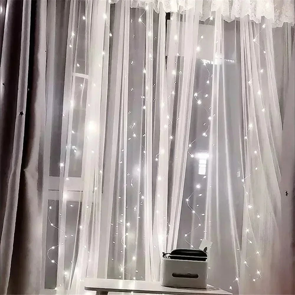 Luzes de fadas de natal guirlanda de casamento ao ar livre 8 modo led usb cortina luz corda festa decoração do feriado jardim luz navidad