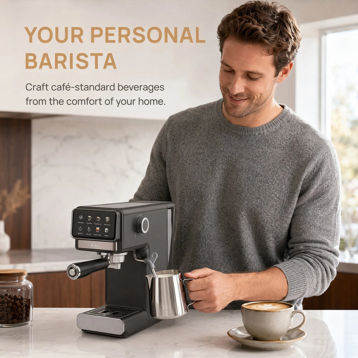 Máquina de café expresso para uso doméstico, extração de alta pressão, máquina de café com espuma de leite a vapor