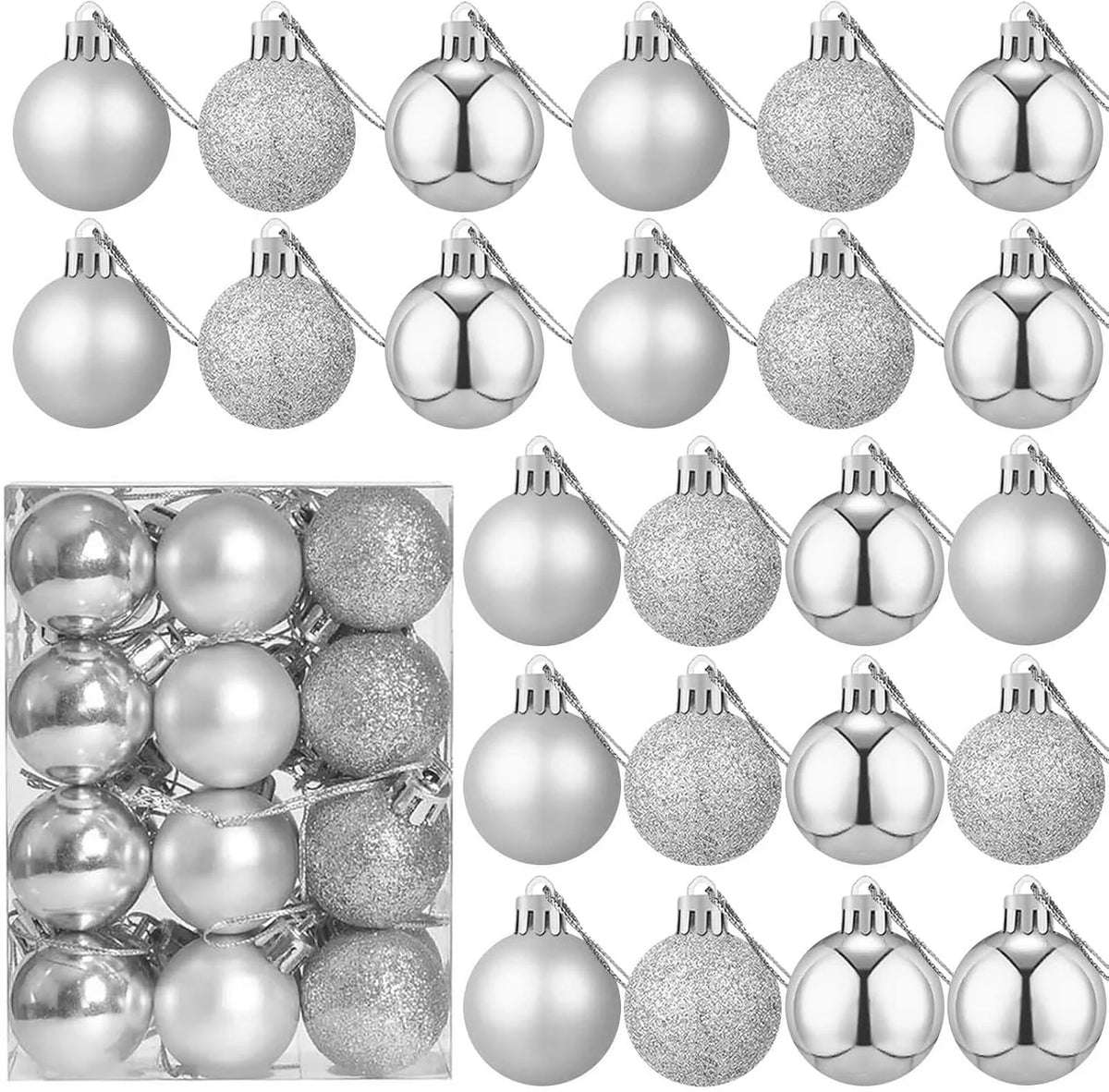 Conjunto de enfeites de bolas de natal, 3/4/6cm, enfeites inquebráveis de natal, bolas suspensas para festa de feriado, decoração de casamento (tira e azul)