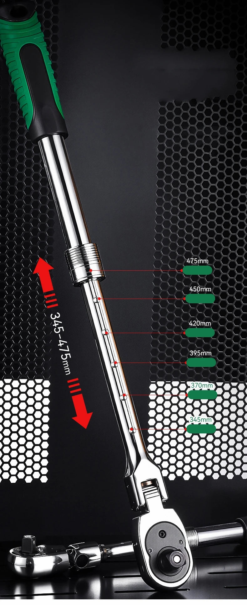 Chave de catraca padrão de unidade de soquete, chave de soquete telescópica extensível flexível de 1/2 dentes de 1/4,3/8,1/2 Polegada