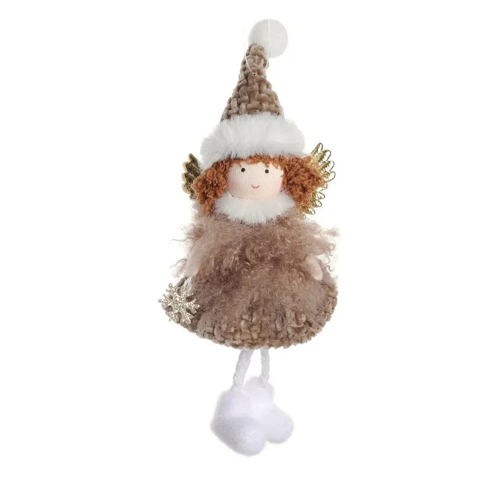 Natal Pendurado Malha Sequin Saia, Anjo Xmas Árvore Pingente Enfeites, Decoração de Casa, Noel, Presentes, 2022