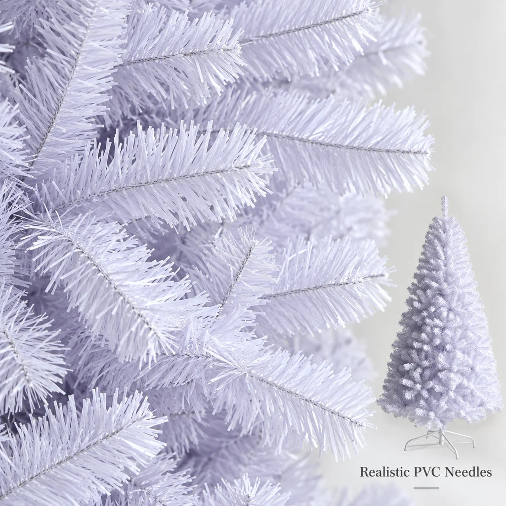Árvore de Natal artificial branca, totalmente em PVC, 120-240 cm, com ramos densos, suporte de metal opcional, luzes quentes, decoração de Natal para casa.