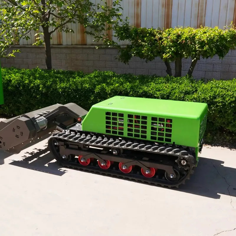 Cortador de Grama Elétrico com Controle Remoto e Esteira, Máquina Florestal com Aparador de Cerca Viva para Uso Comercial