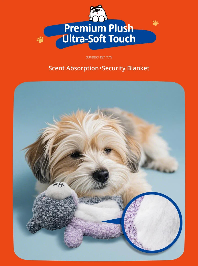 Bonito pequeno animal cão brinquedos de pelúcia chocalho de corpo inteiro com squeaker embutido brinquedo interativo para brincar de animais de estimação para reduzir a solidão