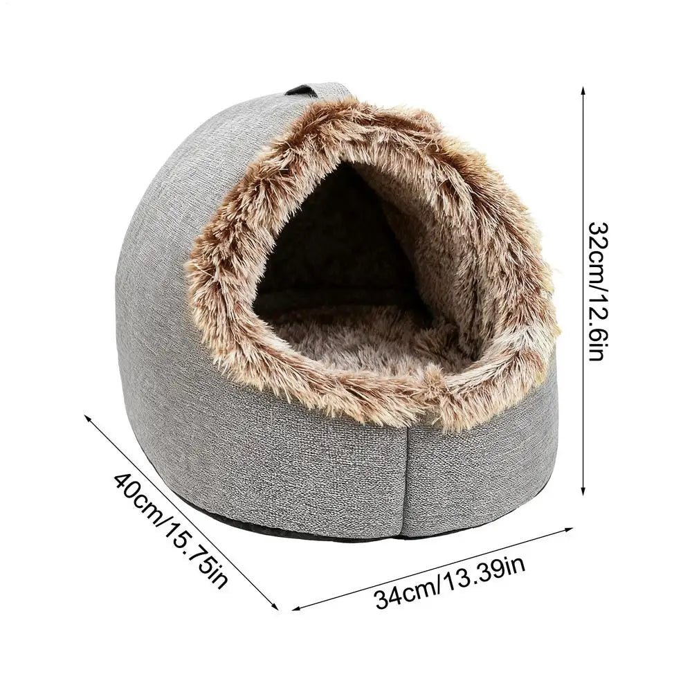 Casa para animais de estimação para pequeno cão gato cama casa portátil fechado pelúcia pet gatinho ninho inverno quente macio pet caverna canil sono profundo sofá