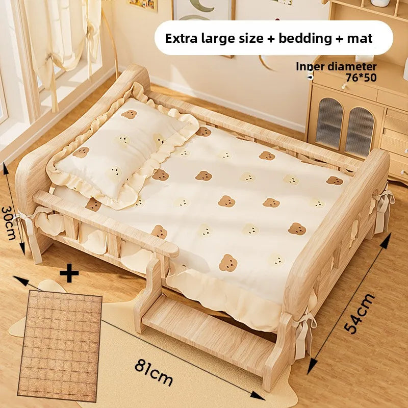 Cama para animais de estimação, cama para cães de madeira maciça, cama para gatos para todas as estações, sofá para dormir para animais de estimação, cama para gatos e cama para cães, prateleira para gatos, condomí