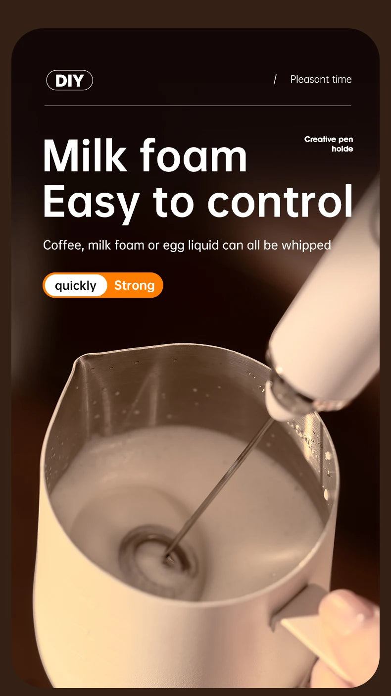 Espumador de Leite Portátil Elétrico Recarregável para Café e Latte, Mixer de Bebidas, Ótima Opção de Presente