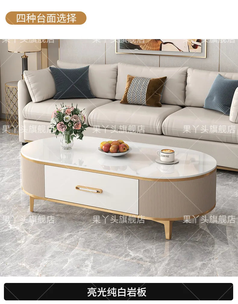 Mesa de Jantar, Mesa de Centro para Escrita e Café, Gavetas Móveis, Mesa Lateral de Luxo com Armazenamento para Sala de Estar, Mesa Auxiliar Moderna, Móveis Modernos