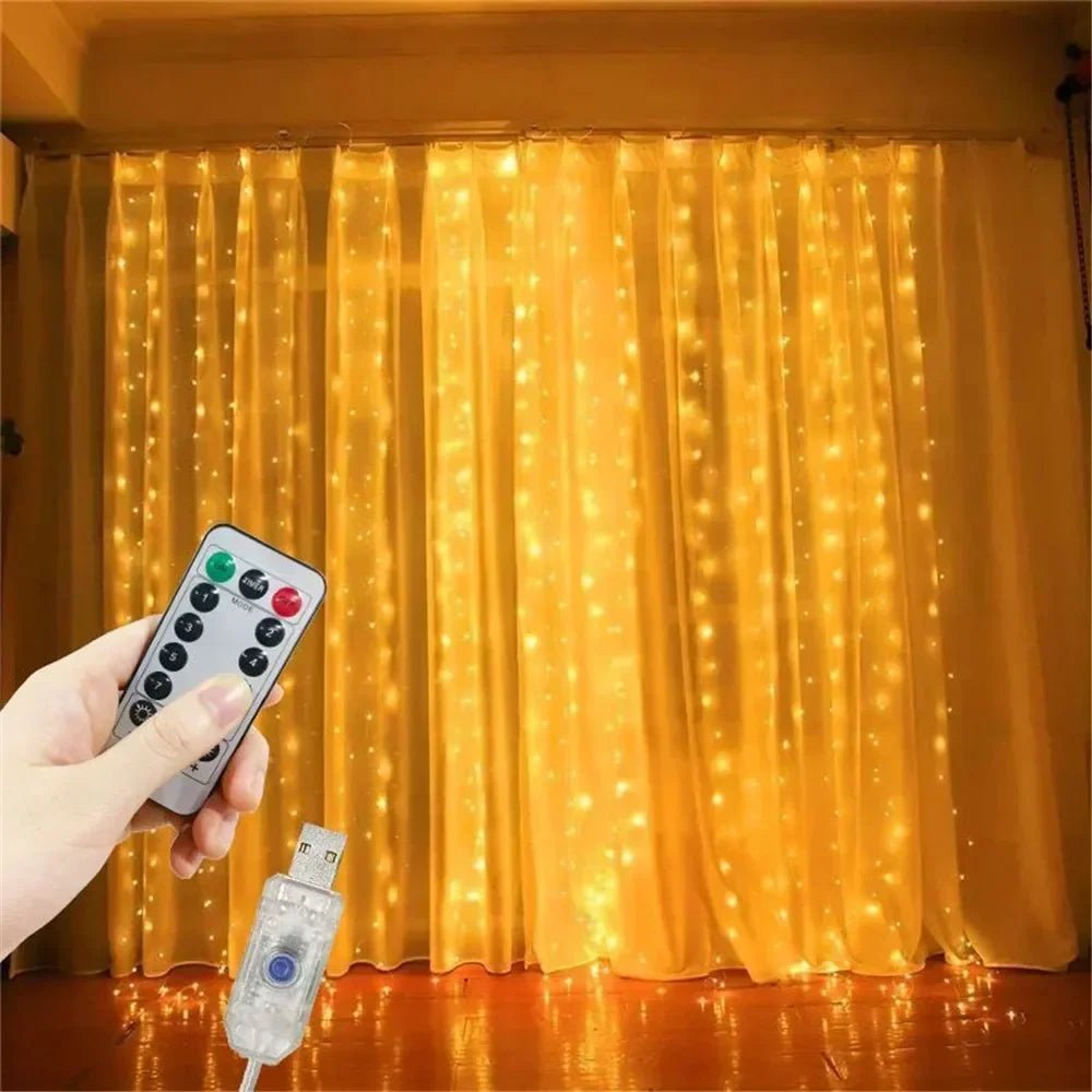Ano novo 2026 lâmpada luzes de natal led fada string cortina luzes 8 modo remoto usb festão decoração natal para casa férias
