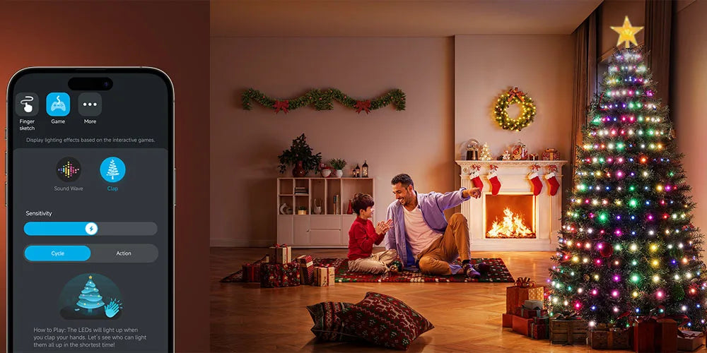 Presentes de Natal 2027, 1,8m/5,9ft, 400 LEDs, Luzes de Cordão para Árvore de Natal, Luzes Decorativas Internas com Mudança de Cor para Decoração de Casa em Feriados