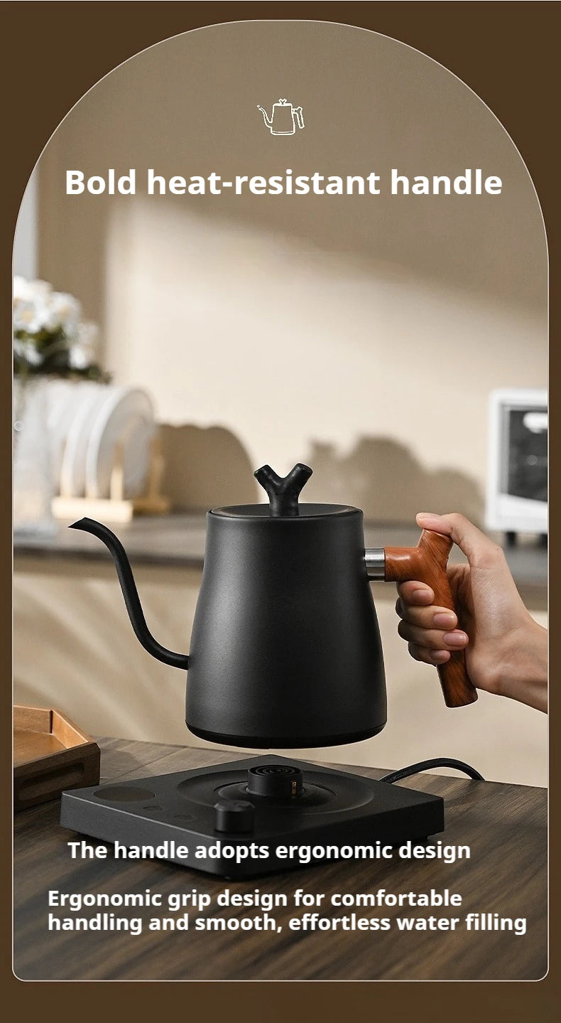 Chaleira Elétrica Gooseneck 1L: Controle Inteligente de Temperatura para Café Coado, Aquecimento Rápido em Aço Inoxidável, 110V e 220V
