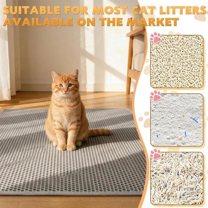 Tapete para caixa de areia de gato, impermeável, antiderrapante, de camada dupla, extra grande, reutilizável, lavável e resistente à sujidade