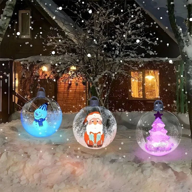 Bola Decorativa Inflável de Natal 60cm, Bolas Gigantes Grandes de PVC para Exteriores, Decorações para Árvore de Natal, Bola de Brinquedo Sem/Com Luz