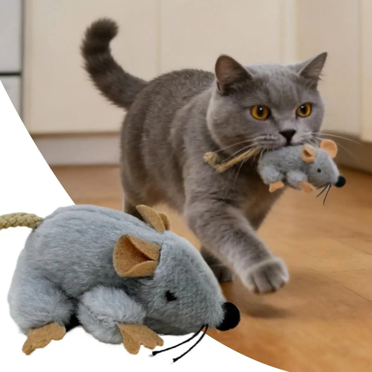 Brinquedo de Pelúcia para Gato em Forma de Rato com Cauda Realista e Som, Brinquedos Interativos para Gatinhos, Jogo de Caça para Gatos de Interior, Acessórios para Animais de Estimação