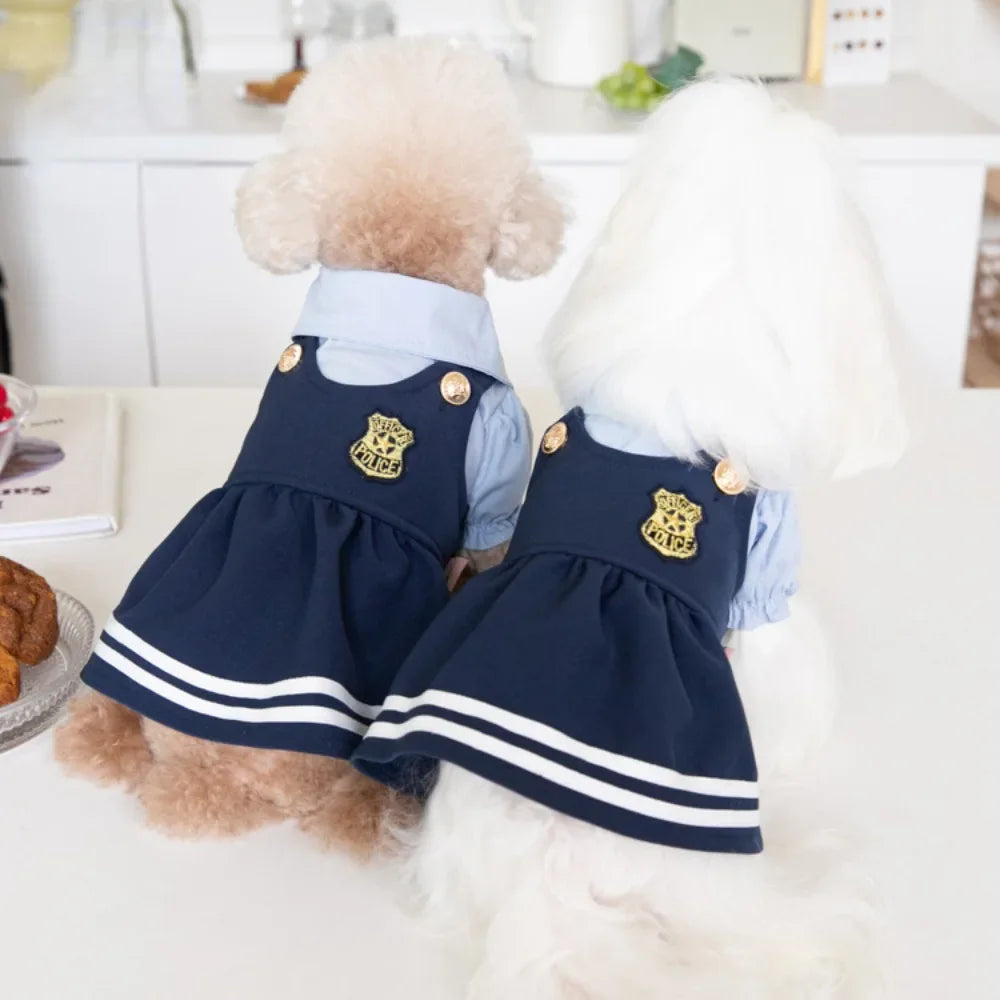 Bonito uniforme escolar plissado para Pet, camisa do cão, gato e cão roupas, saia de pelúcia, INS, outono, inverno