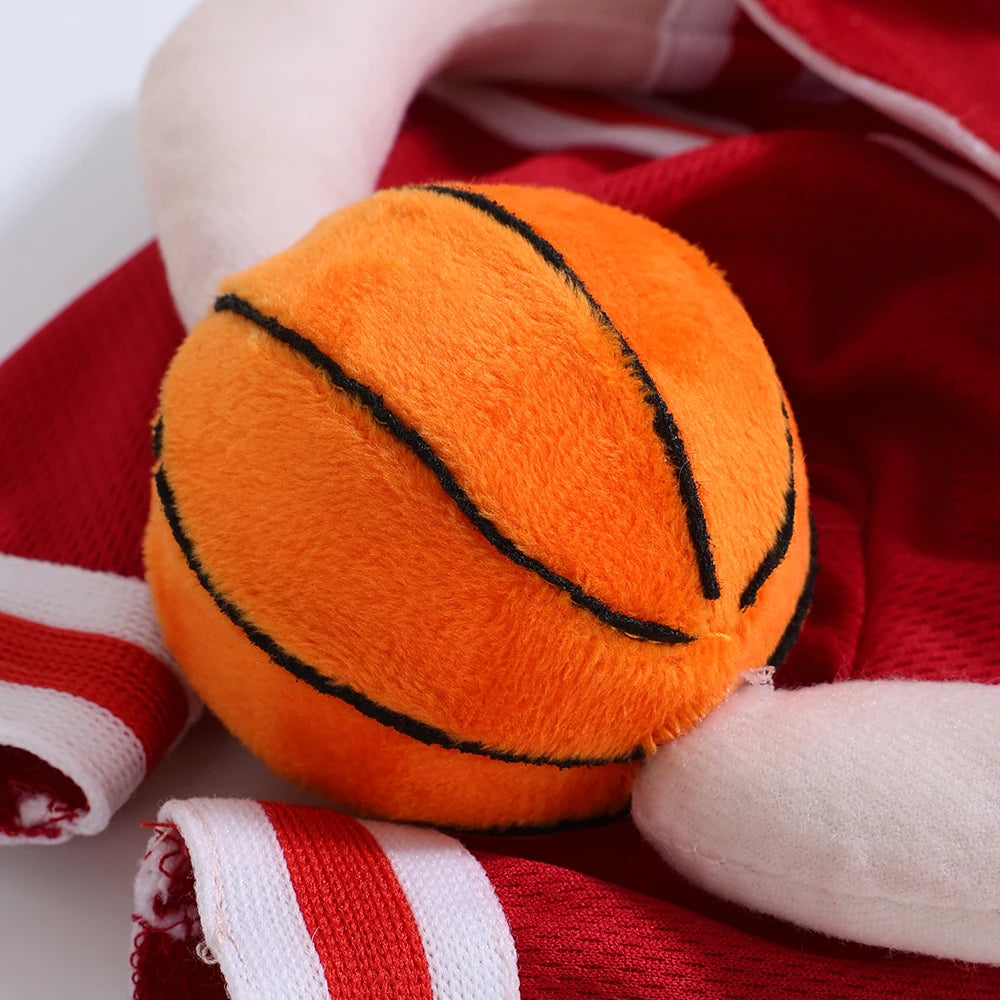 Fantasia de Basquete para Pets de Halloween com Bola 3D, Roupa Divertida de Cosplay Esportivo para Cães Pequenos e Médios, Vestuário para Pug, Sessões de Fotos e Brincadeiras