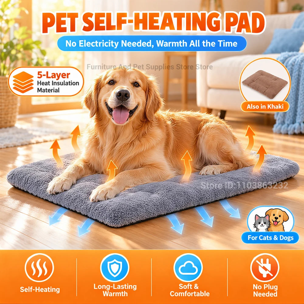 Tapete Auto-Aquecedor para Animais de Estimação: Material de Retenção de Calor de Cinco Camadas, Lavável e Antiderrapante, para Cães e Gatos de Pequeno a Médio Porte