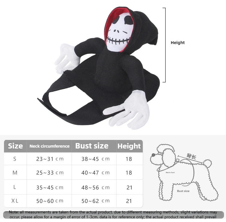 Halloween animal de estimação cosplay traje assustador boneca equitação roupa cão gato   Traje de Halloween para animais de estimação assustador vestir-se colete para cachorro de festa
