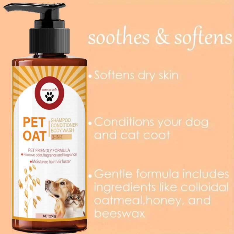 Shampoo para animais de estimação de 250g; Limpe pelos de animais de estimação, remove odor, faz o cabelo liso e não secura, tem fragrância de longa duração, shampoo especial para animais de estimação, banho, adequa