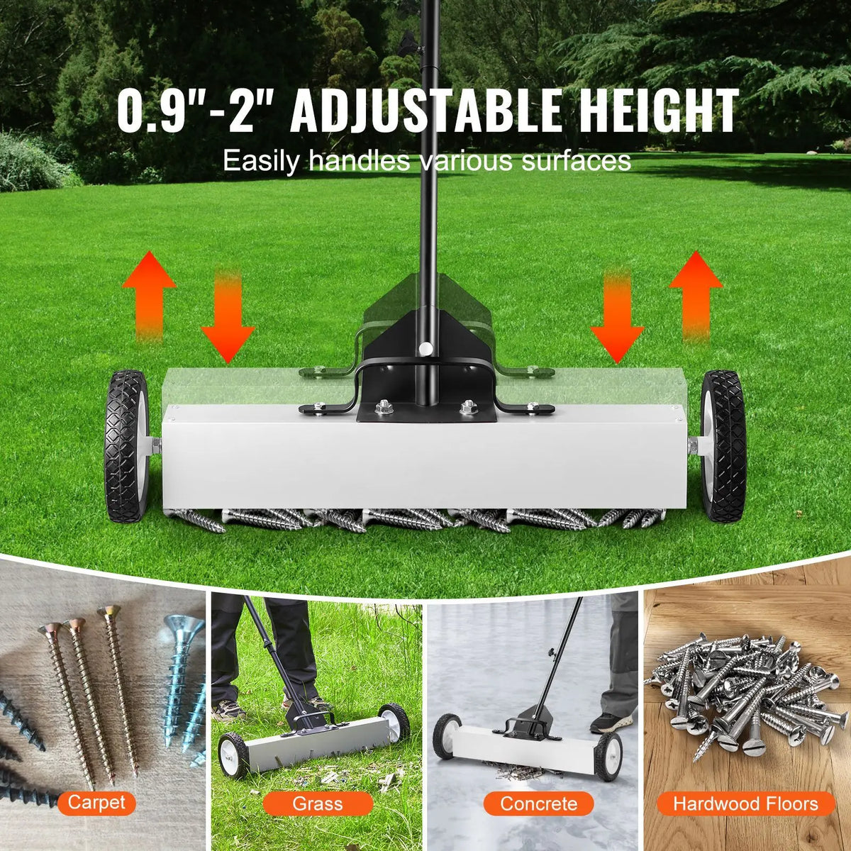 24-Inch Telescoping Magnetic Separator Wheels Adjustable Handle 50 Lbs Capacity Magnetic Pickup Tool for Convenient Tool Storage