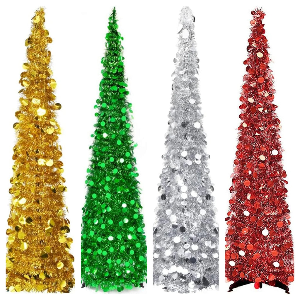 Árvore de natal 1.2m retrátil dobrável enfeites chenille espiral design festivo feriado decoração de natal casa acessório interior