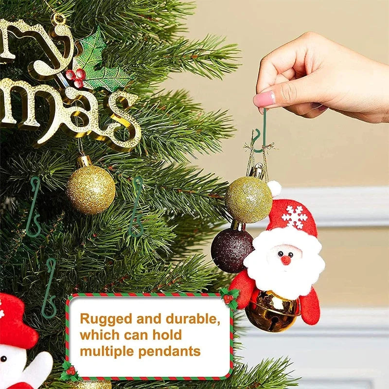 50/400 pçs mini gancho de natal de plástico em forma de s árvore de natal bola pingentes ornamento pendurado cabide diy navidad decoração de festa em casa
