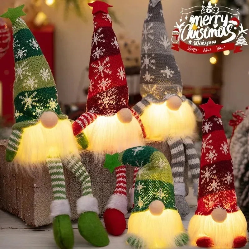 Boneco Gnomo Luminoso de Natal 2026 Sem Rosto Decoração de Casa Feliz Natal Presente de Natal para o Ano Novo