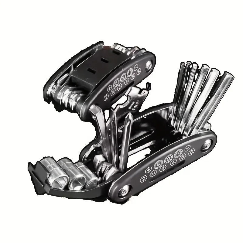 Conjunto de chave de soquete 16 em 1, cabeça giratória antiderrapante. Aço inoxidável durável para reparos domésticos e automotivos. Ferramenta fácil e universal.
