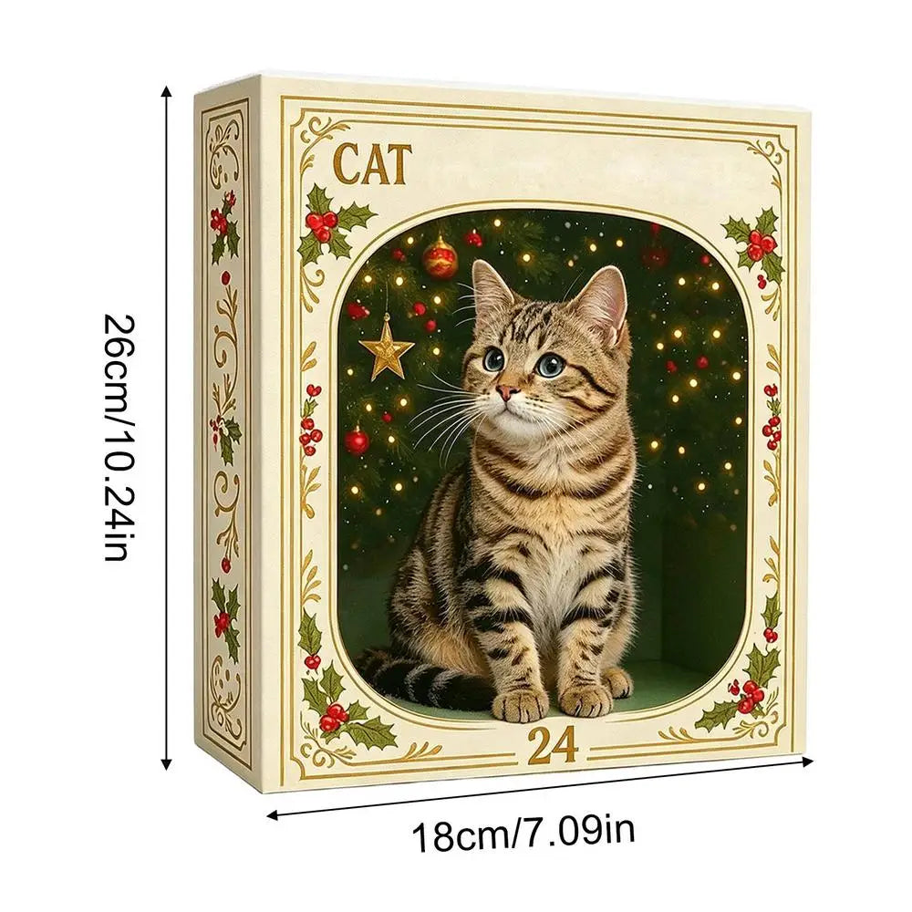 Calendário de contagem regressiva de Natal com tema de gato, 24 dias, enfeites de gato em acrílico 2D, calendário de advento, enfeite para árvore de Natal, presente colecionável.