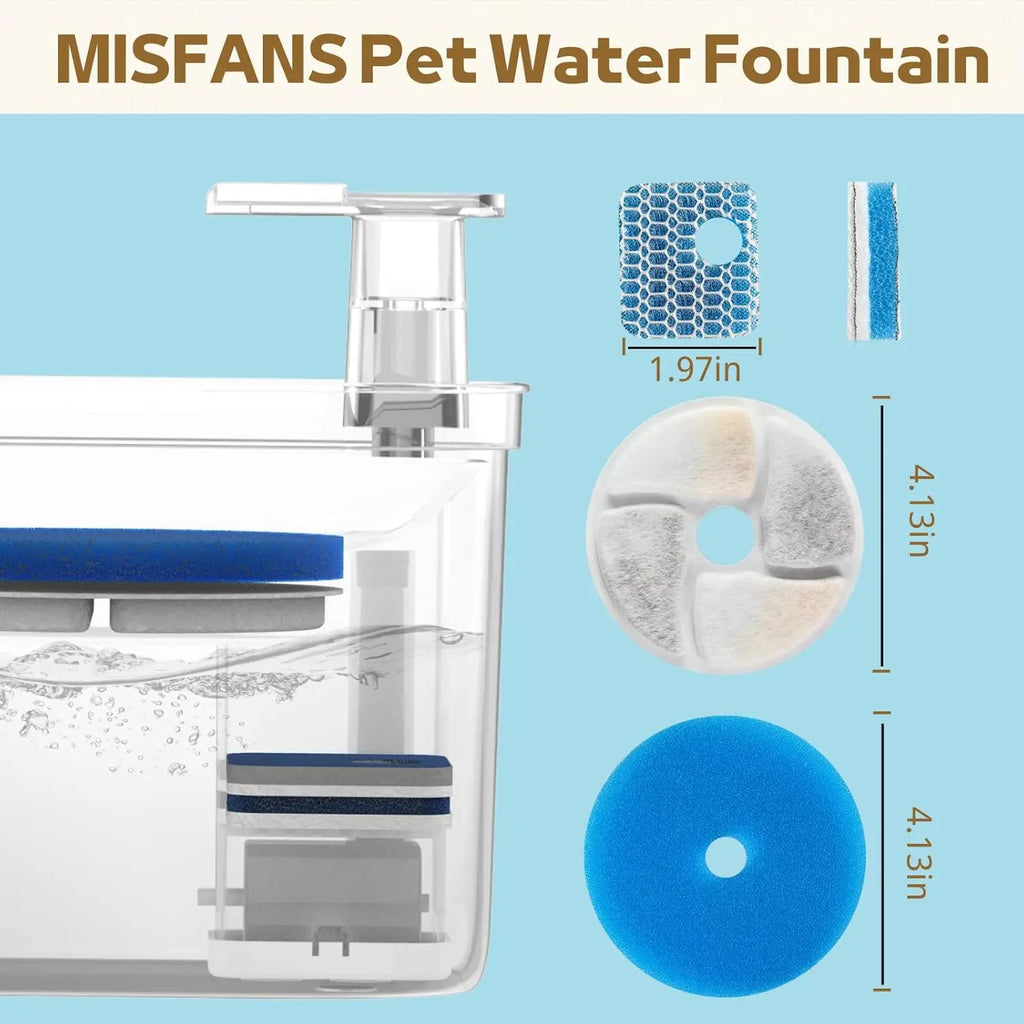 Dispensador de água para animais de estimação, filtro para fonte de água de gato, filtro para fonte potável, filtragem de ciclo, fácil de limpar