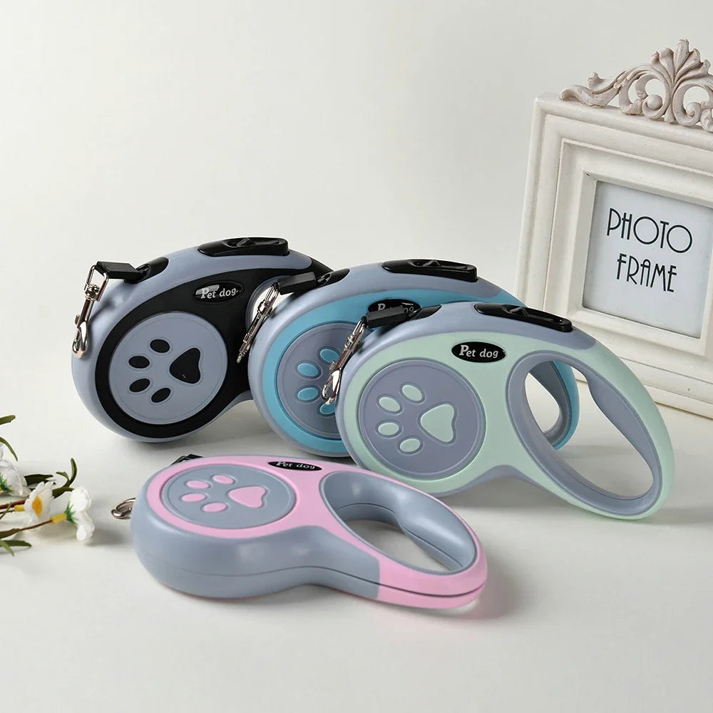 Trela de nylon para cães de estimação, 3 metros, 5 metros, para cães pequenos e médios, gatos, caminhadas ao ar livre, cinto retrátil para cachorrinhos, chihuahua, buldogue, suprimentos