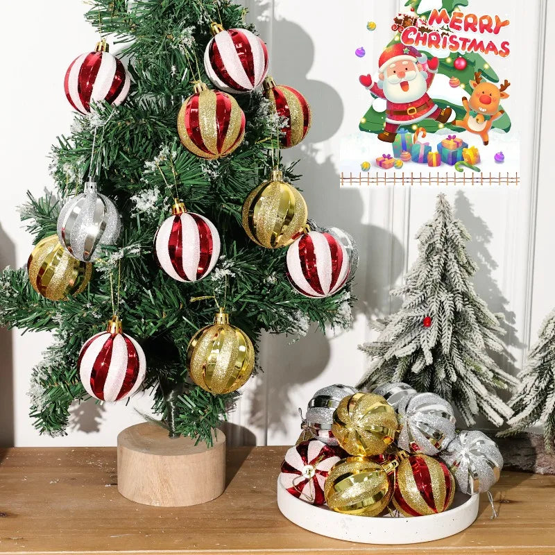Bolas de Glitter de Natal 24/6x, Enfeites para Árvore de Natal, Bolas Pendentes para Árvore de Natal, Presente de Ano Novo, Decoração para Festa em Casa