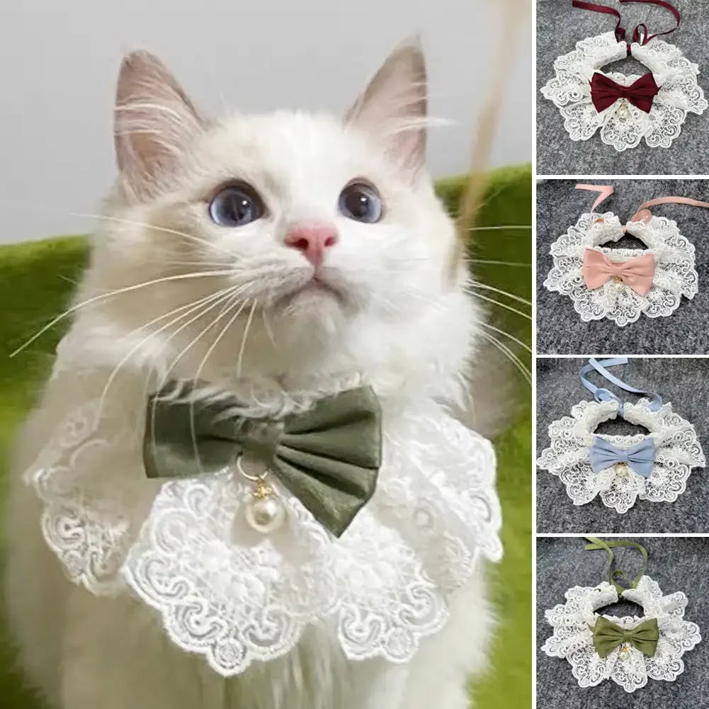 Laço bowknot pérola colar gato cão neckerchief pet gatos gatinho cão filhote de cachorro corda babador colar gravata pescoço cinta cachecol acessórios