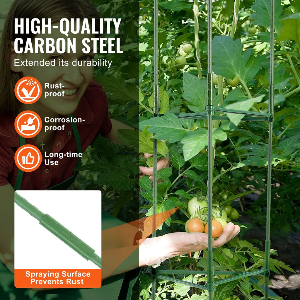 48-Inch Tall 6-Pack Tomato Cages for Garden Stackable Plant Support Trellis Garden Tools Accessories for Raised Beds