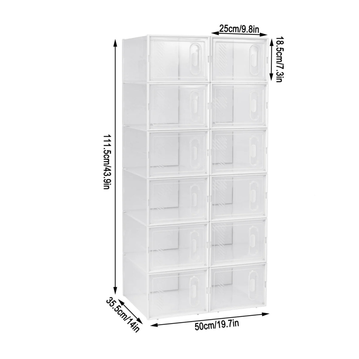 WOLTU 8/12/18PCS Caixas de sapato empilháveis Modular DIY Sapateira Cubos de sapato dobráveis de plástico transparente para corredor sala de estar