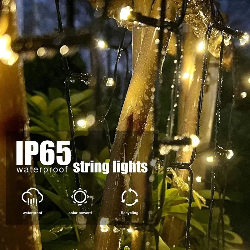 Corda de luz solar ao ar livre led decoração de natal, corda de luz solar luz de fadas jardim decoração de natal luz