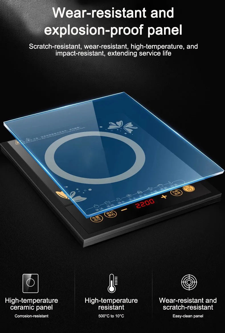 DMWD-Fogão Elétrico de Indução Magnética, Panela Quente Pequena Impermeável, Fogão De Aquecimento, Touchpad, Prato De Frite, Forno De Cozinha, UE, Casa