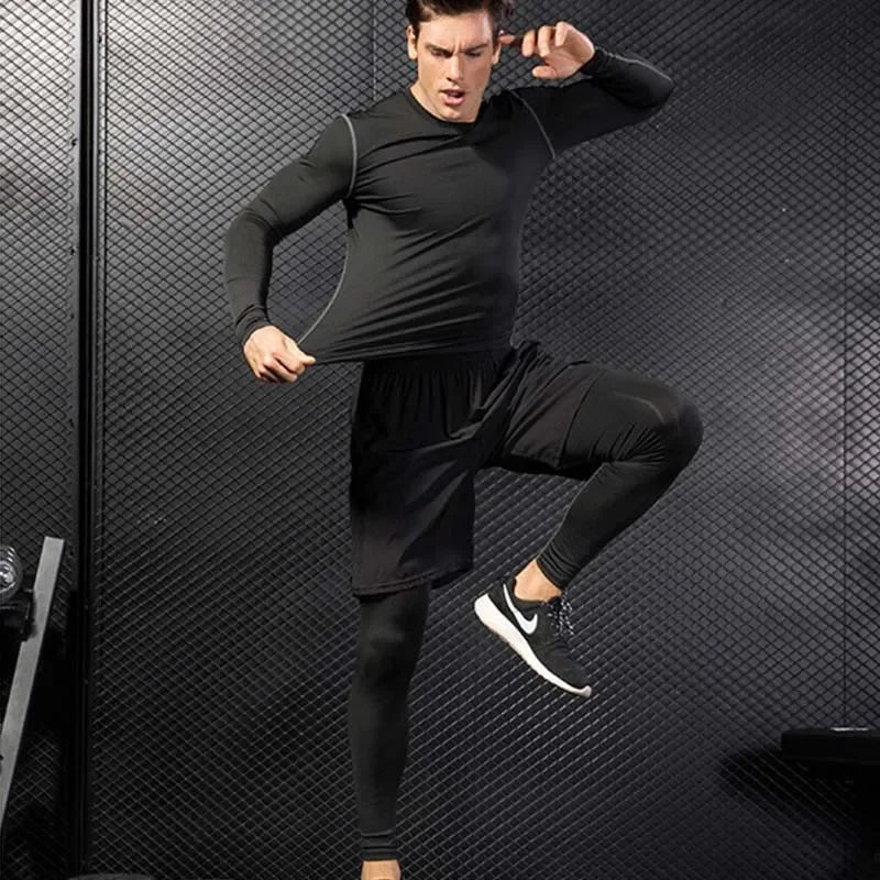 2025 Men's Outdoor Casual Quick-Drying Fishing Pants, Cycling, Hiking, and Elastic Compression Two-Piece Fitness Running Pants