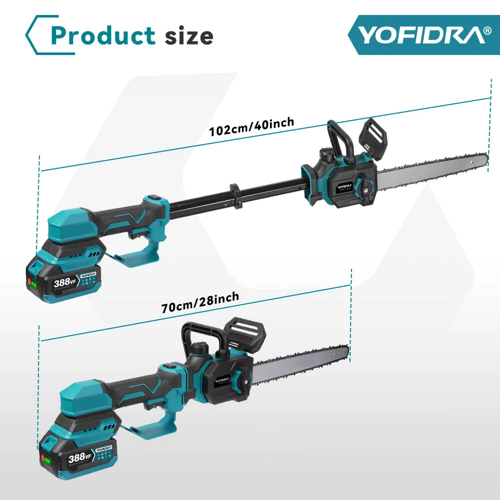 Yofidar 12 Polegada pólo telescópico sem escova motosserra elétrica jardim carpintaria poda serra para makita 18-21v bateria pino