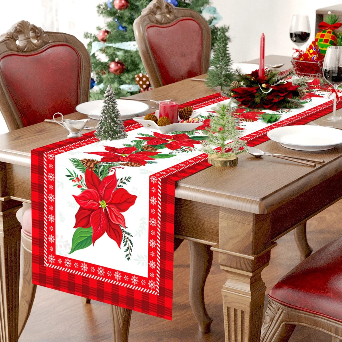 Natal papai noel corredor de mesa navidad natal noel árvore boneco de neve bandeira de mesa feliz natal decoração para casa 2025 ano novo 2026