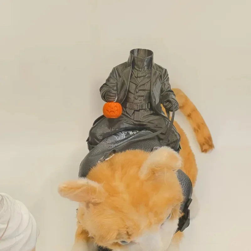 Fantasia de Halloween Cavaleiro Sem Cabeça para Animais de Estimação, Roupa para Gatos e Cães Pequenos, Capa de Boneca de Abóbora, Roupas de Cosplay para Festas, Decoração de Feriados