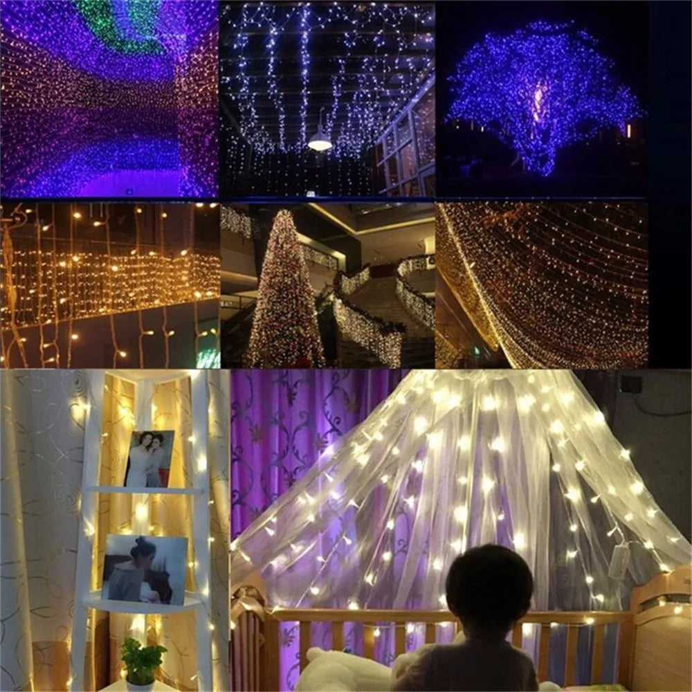 Luzes de natal 5m 10m 20m 30m 50m 100m led string luz de fadas 8 modos luzes de natal para festa de casamento luzes do feriado